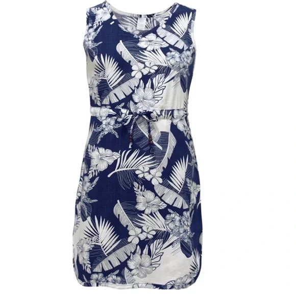 Palmwave Hawaii Women’s Sleeveless Blue & White Floral Aloha Dress Size M (NWT) - Picture 1 of 11